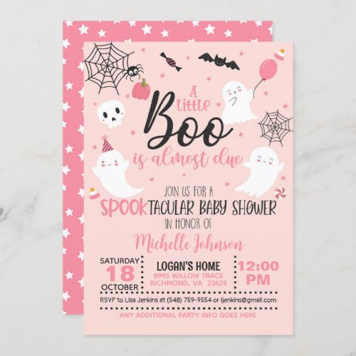A Little Boo is Almost Due _ Girl Pink Invitation