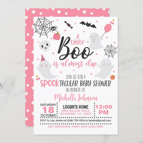 A Little Boo is Almost Due _ Girl WhPink Invitation