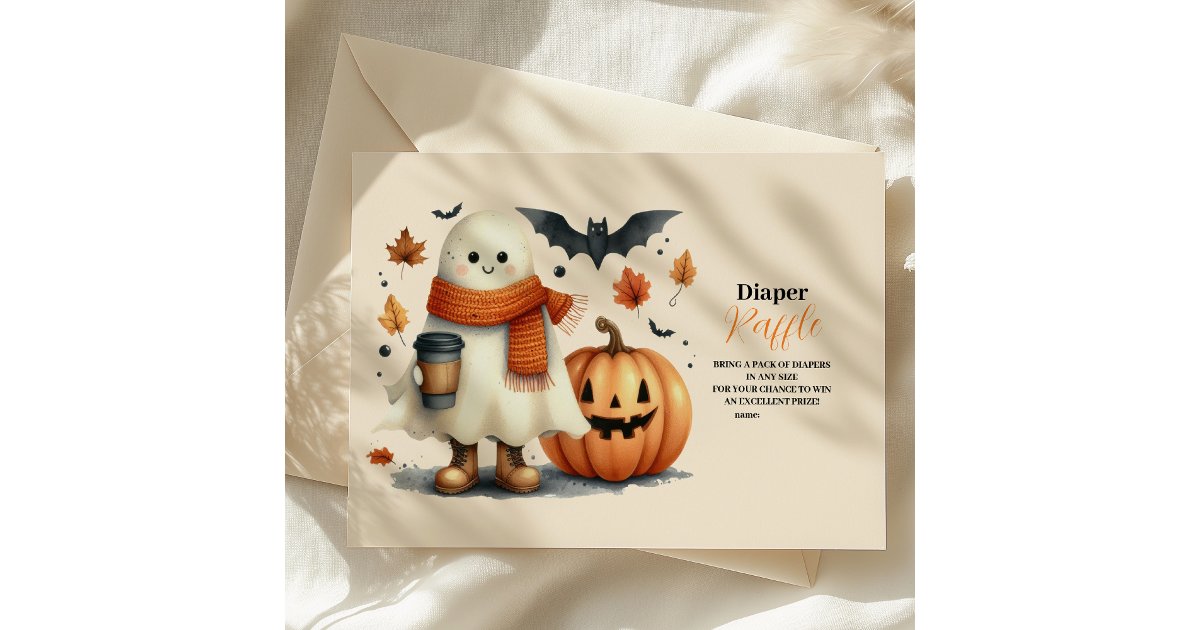 A Little Boo is Almost Due Hallowee Raffle Diapper Enclosure Card | Zazzle