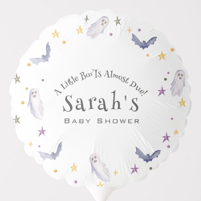 A Little Boo Is Almost Due Halloween Baby Shower Balloon (Front)