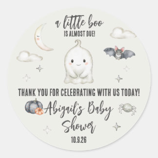 A Little BOO is almost Due! Halloween Baby Shower Classic Round Sticker