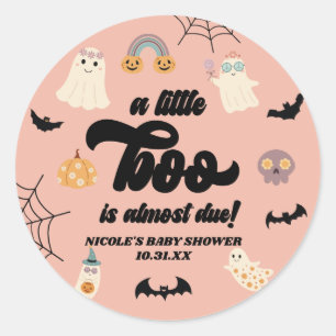 A Little Boo Is Almost Due! Halloween Baby Shower Classic Round Sticker