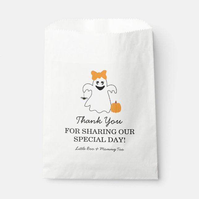 A Little Boo Is Almost Due Halloween Baby Shower Favor Bag (Front)
