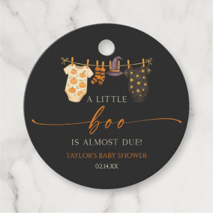 A Little Boo Is Almost Due! Halloween Baby Shower Favor Tags