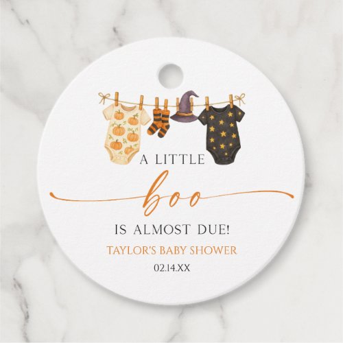 A Little Boo Is Almost Due! Halloween Baby Shower Favor Tags