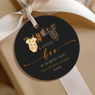 A Little Boo Is Almost Due! Halloween Baby Shower Favor Tags