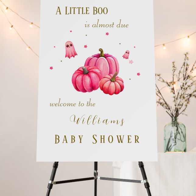 A Little Boo Is Almost Due Halloween Baby Shower Foam Board (In Situ (Stand))