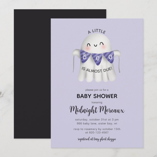 A Little Boo Is Almost Due Halloween Baby Shower I Invitation (Front/Back)