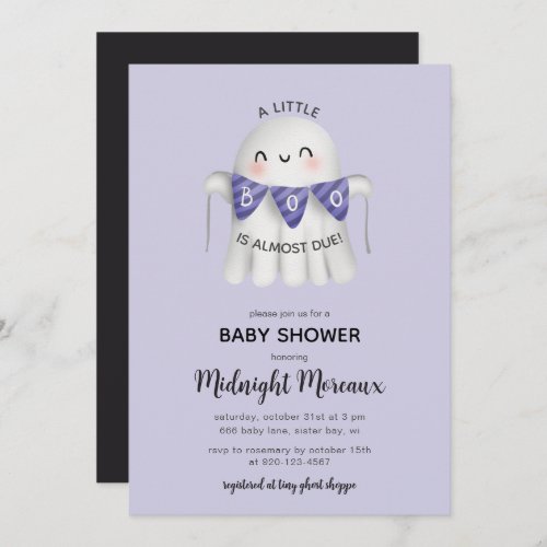 A Little Boo Is Almost Due Halloween Baby Shower I Invitation
