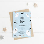 A Little Boo is Almost Due Halloween Baby Shower I Invitation<br><div class="desc">A little Boo is almost due! Cute pastel blue Halloween boy baby shower invitation. The modern design features a lovely soft blue texture background with little ghosts,  bats,  leaves,  and pumpkin illustrations. Perfect for a little boy on the way. Personalize with your information.</div>