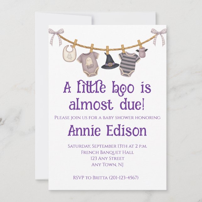 A Little Boo Is Almost Due | Halloween Baby Shower Invitation (Front)