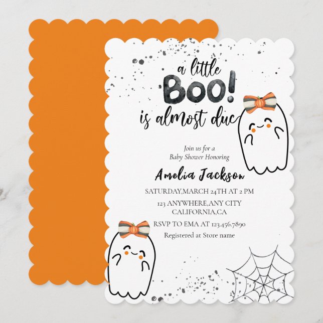 A little boo is almost due Halloween Baby shower  Invitation (Front/Back)