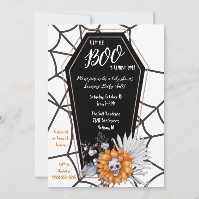 A Little BOO is almost Due! Halloween Baby Shower Invitation (Front)