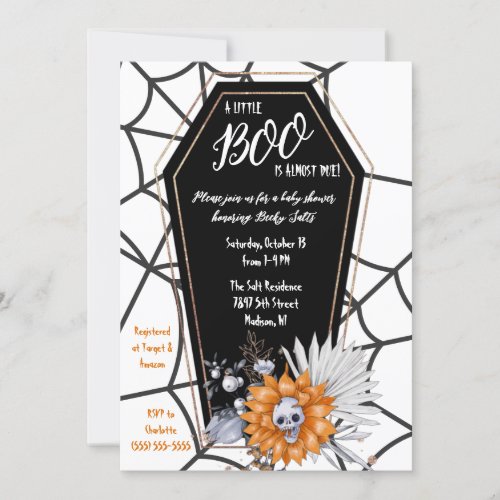 A Little BOO is almost Due Halloween Baby Shower Invitation