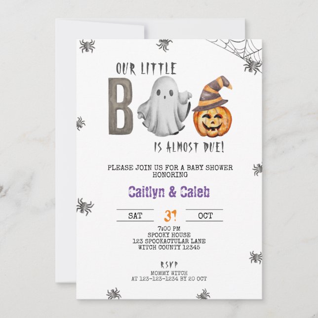 A Little Boo is Almost Due, Halloween Baby Shower Invitation (Front)