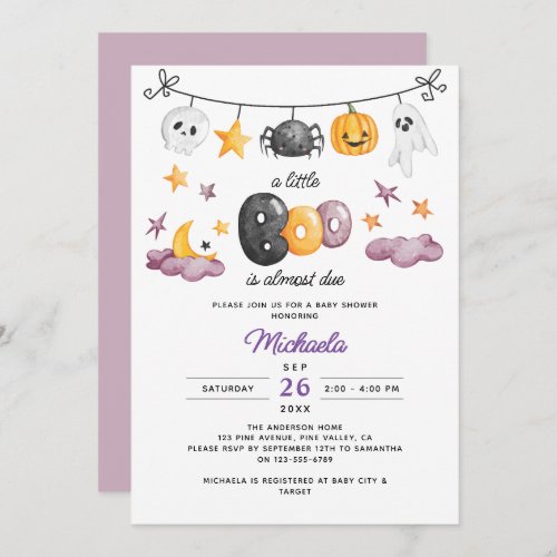 A Little Boo Is Almost Due Halloween Baby Shower Invitation