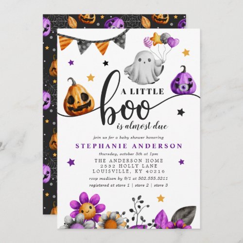 A Little Boo Is Almost Due Halloween Baby Shower Invitation