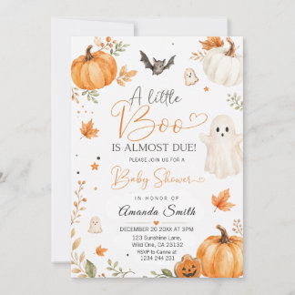 A Little Boo Is Almost Due Halloween Baby Shower Invitation