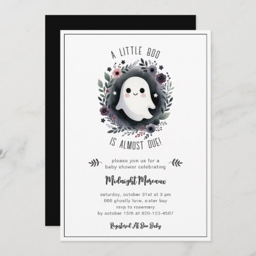 A Little Boo Is Almost Due Halloween Baby Shower Invitation