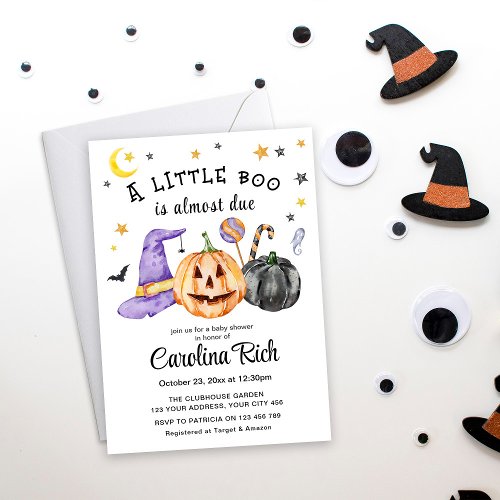 A Little Boo Is Almost Due Halloween Baby Shower Invitation