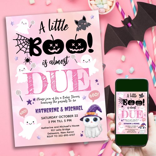 A Little Boo is almost DUE  Halloween Baby Shower Invitation