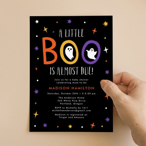 A Little Boo is Almost Due Halloween Baby Shower Invitation