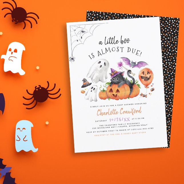  A Little Boo Is Almost Due Halloween Baby Shower Invitation