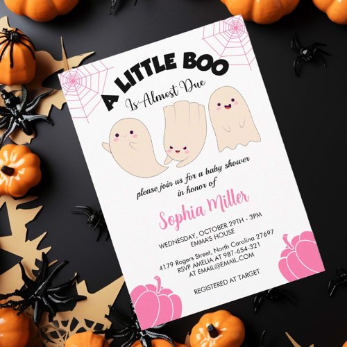 a little boo is almost due Halloween Baby Shower Invitation