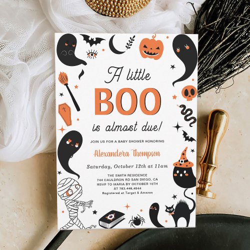 A little Boo is almost due Halloween Baby Shower  Invitation