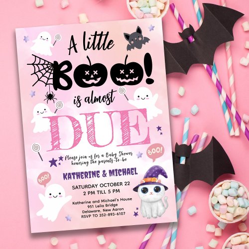 A Little Boo is almost DUE  Halloween Baby Shower Invitation