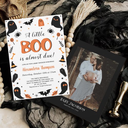 A little Boo is almost due Halloween Baby Shower Invitation