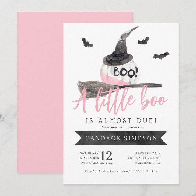 A Little Boo is Almost Due Halloween Baby Shower Invitation (Front/Back)