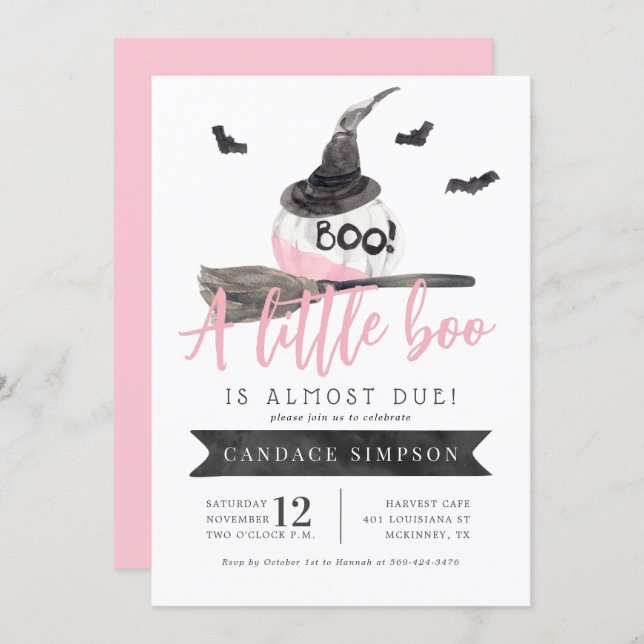 A Little Boo is Almost Due Halloween Baby Shower Invitation (Front/Back)