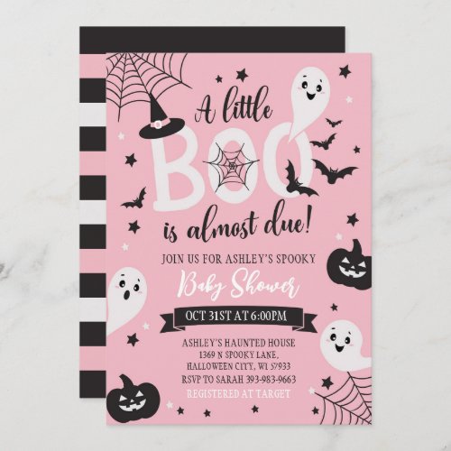 A Little Boo is Almost Due Halloween Baby Shower Invitation