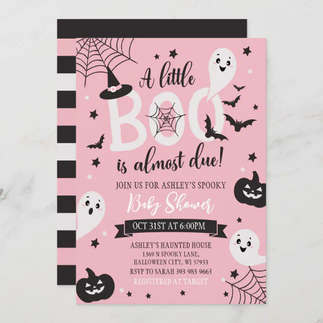 A Little Boo is Almost Due Halloween Baby Shower Invitation | Zazzle