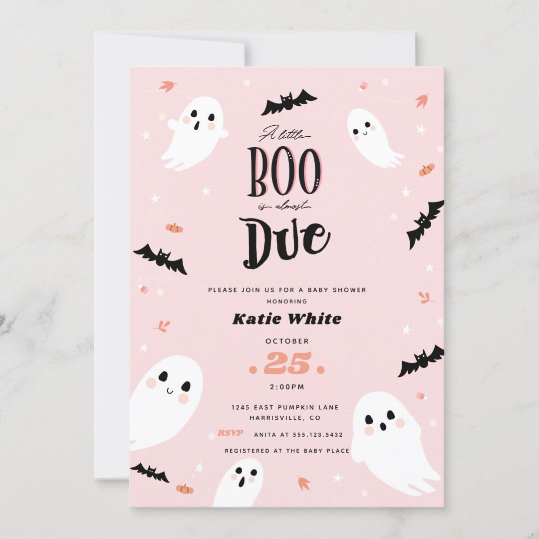 A Little Boo is Almost Due Halloween Baby Shower Invitation Zazzle