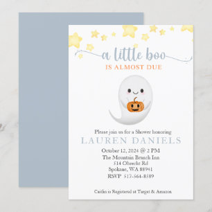 A Little Boo is almost due Halloween Baby Shower Invitation