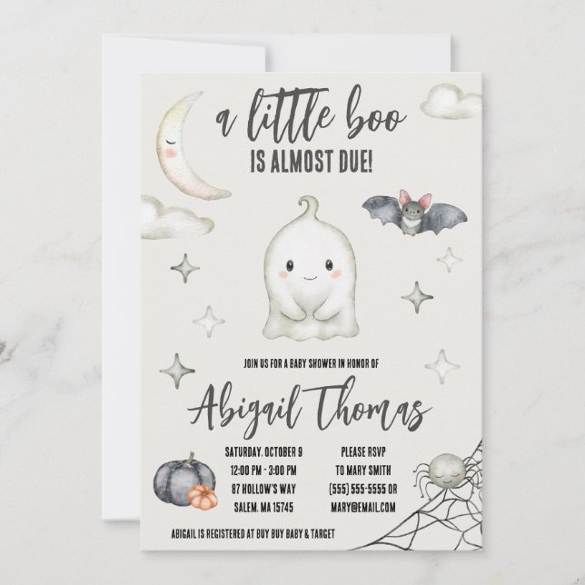 A Little BOO is almost Due! Halloween Baby Shower Invitation (Front)