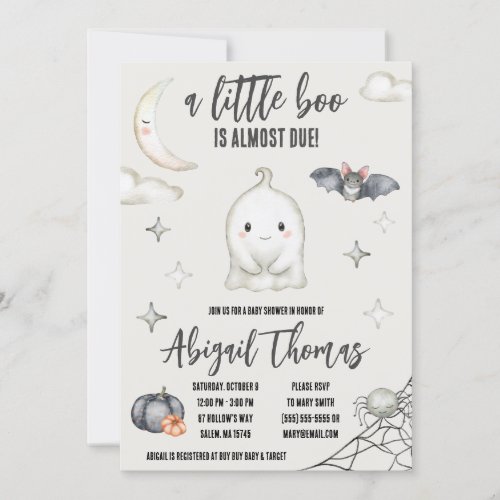 A Little BOO is almost Due Halloween Baby Shower Invitation