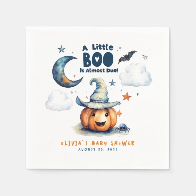 A Little Boo is Almost Due Halloween Baby Shower Napkins (Front)