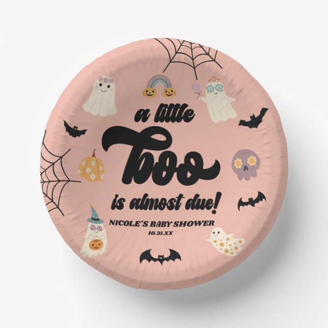 A Little Boo Is Almost Due! Halloween Baby Shower Paper Bowls (Front)