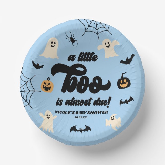 A Little Boo Is Almost Due! Halloween Baby Shower Paper Bowls (Front)