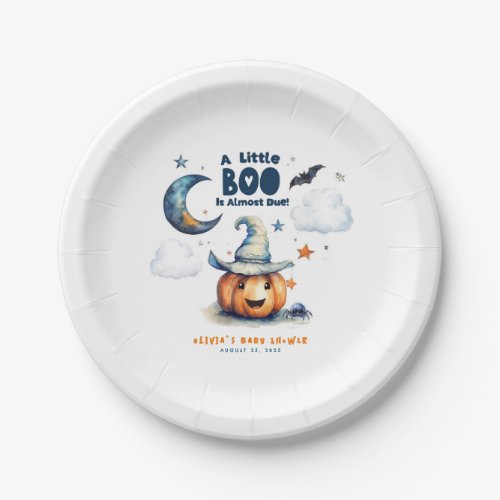 A Little Boo is Almost Due Halloween Baby Shower Paper Plates