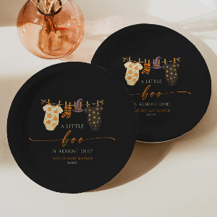 A Little Boo Is Almost Due! Halloween Baby Shower Paper Plates