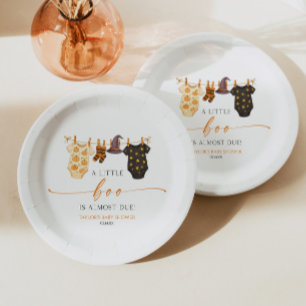 A Little Boo Is Almost Due! Halloween Baby Shower Paper Plates