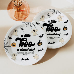 A Little Boo Is Almost Due! Halloween Baby Shower Paper Plates