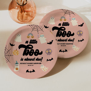 A Little Boo Is Almost Due! Halloween Baby Shower Paper Plates