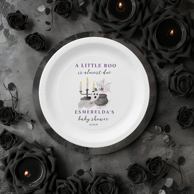 A Little Boo is Almost Due Halloween Baby Shower  Paper Plates (A LITTLE BOO IS ALMOST DUE BABY SHOWER PAPER PLATES)