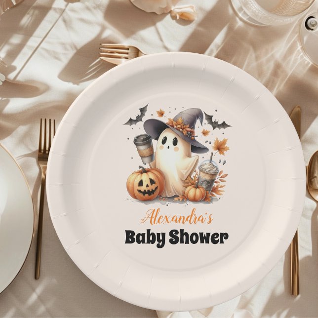 A Little Boo is Almost Due Halloween Baby Shower Paper Plates (Creator Uploaded)