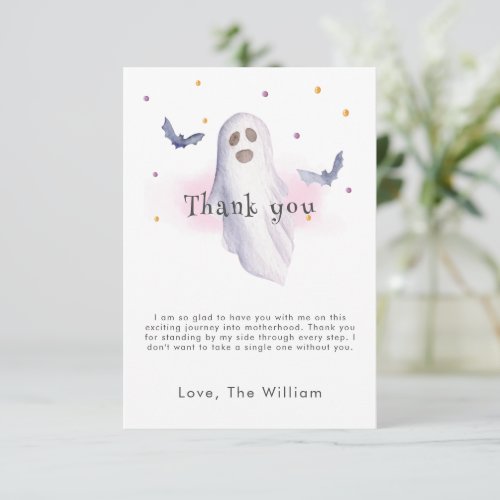 A Little Boo Is Almost Due Halloween Baby Shower Thank You Card